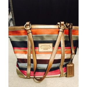 Coach Multicolored stripe shoulder bag